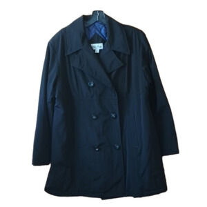 𝅺Vintage Double Breasted Black Button Up Quilted Pea Coat XL